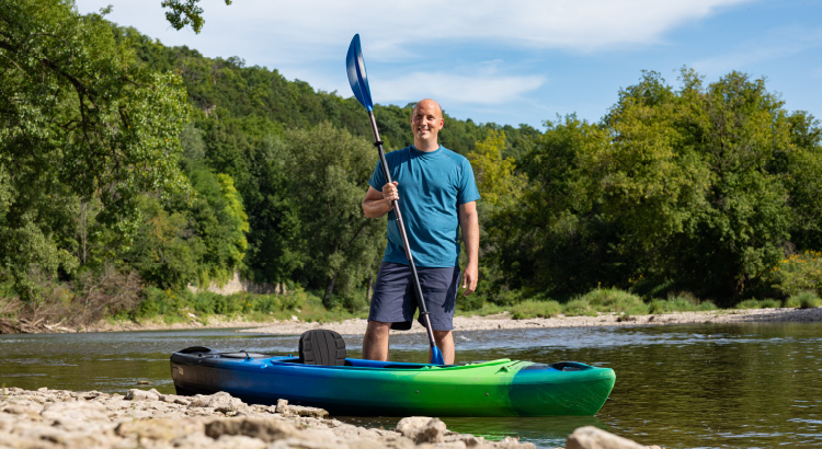 Kory Courtney ready for a day of kayaking